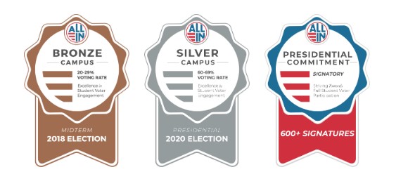 Image showing bronze award in 2018, silver award in 2020 and Presidential Signature Award 600+