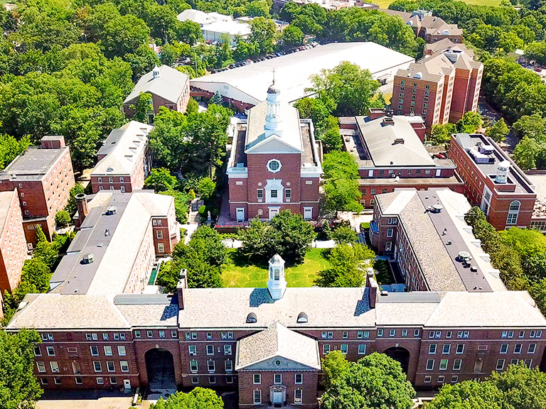 view of college campus from above