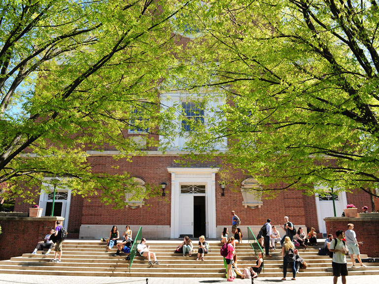 students on Smith Steps