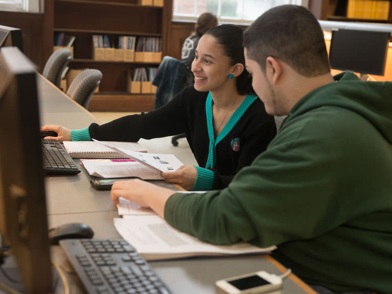 Students in O'Malley Library