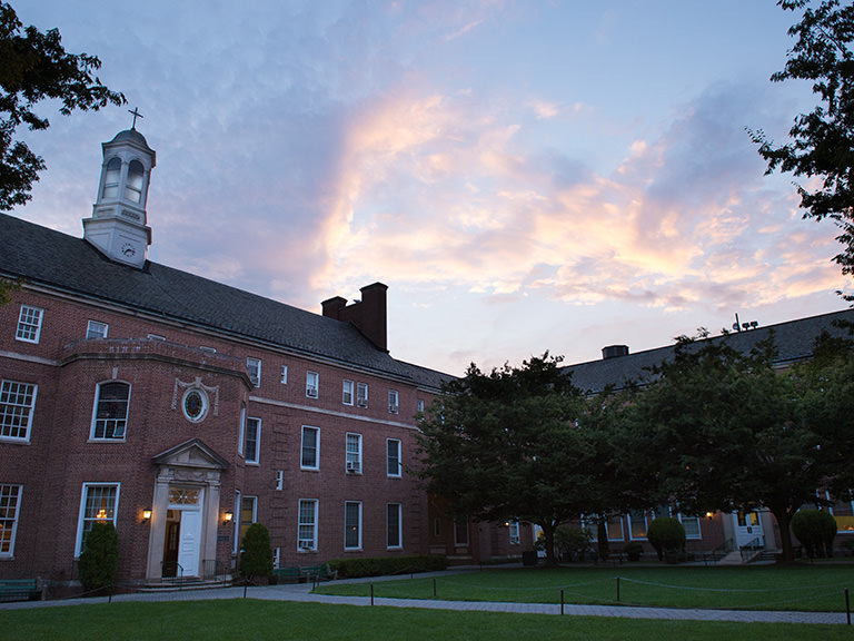 Campus quad at sunset