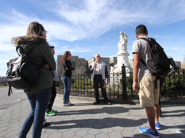 Students on walking tour of Bronx