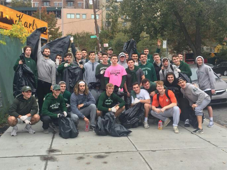 Student-Athletes Participating in Campus Cleanup