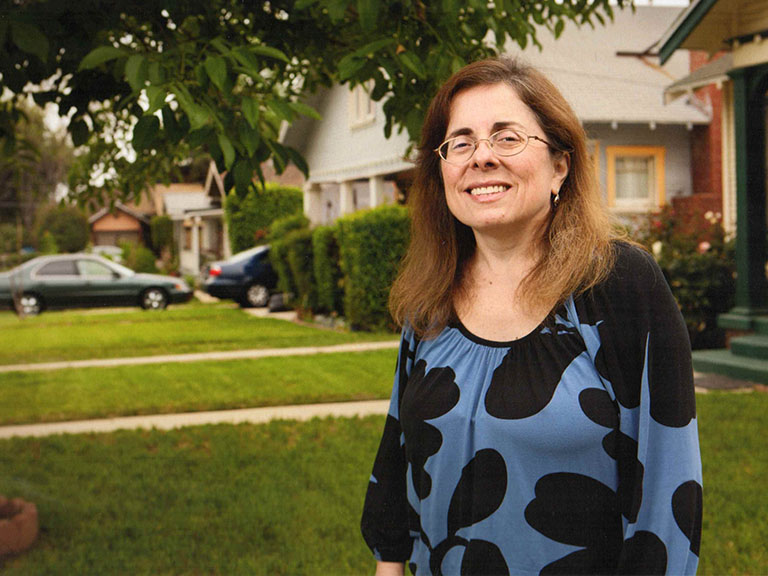 Becky Nicolaides in suburban setting