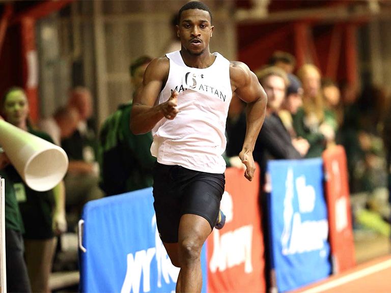 Will Stallings competing in a race at the Armory