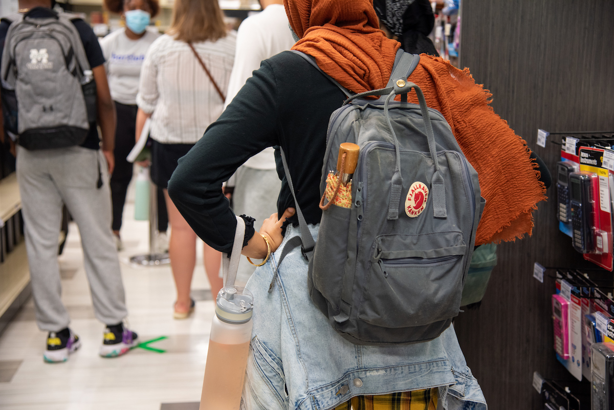 Students with backpacks