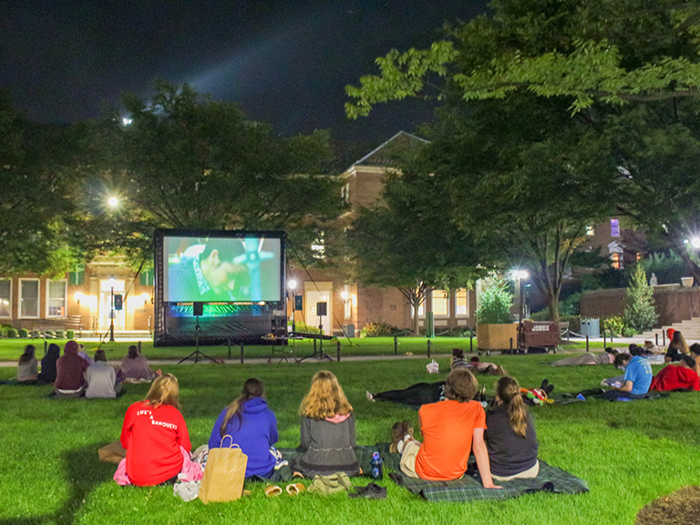 Movie night on the quadrangle