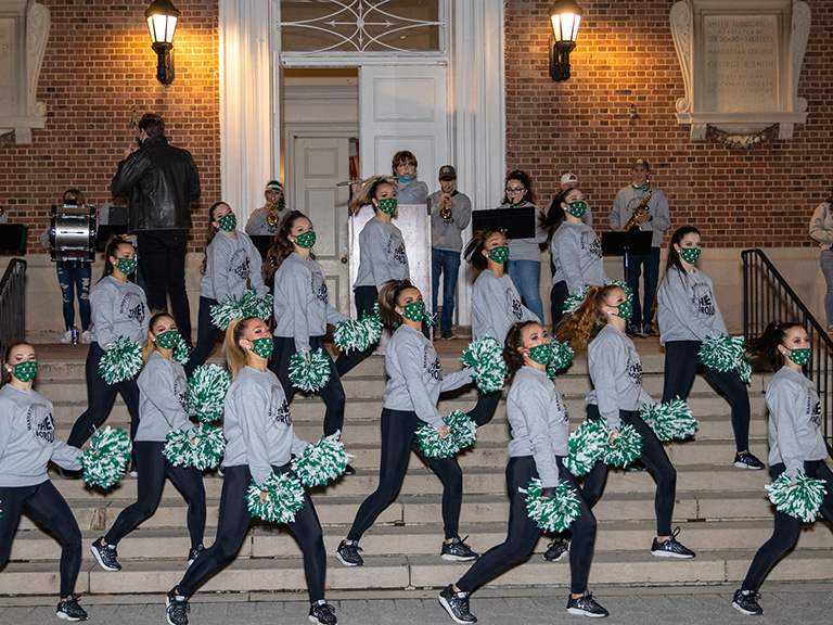 Spirit squads on Smith Auditorium steps