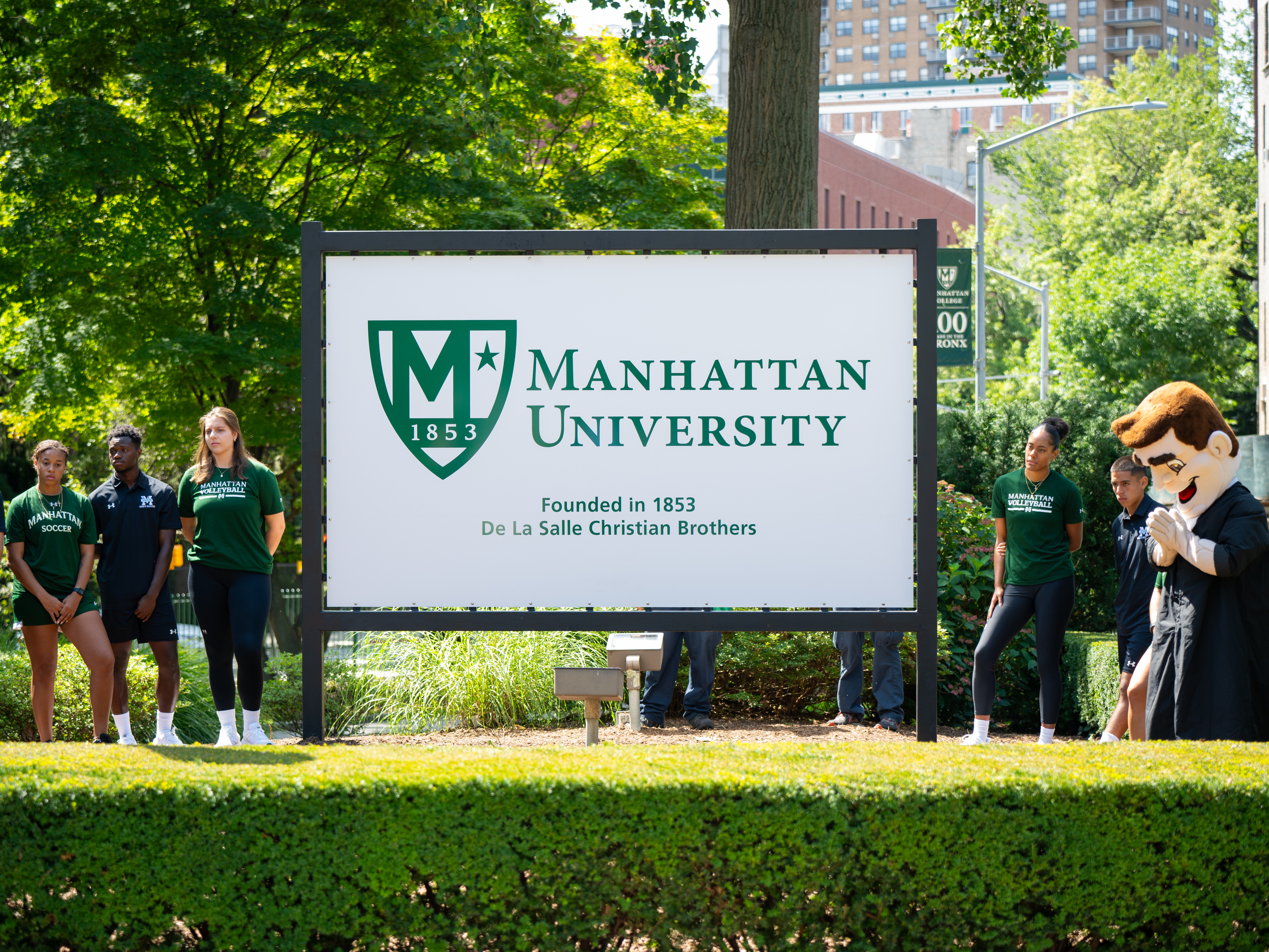 Picture of Manhattan University sign unveiling 