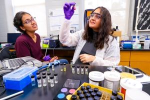 two female students in the chemical engineering lab