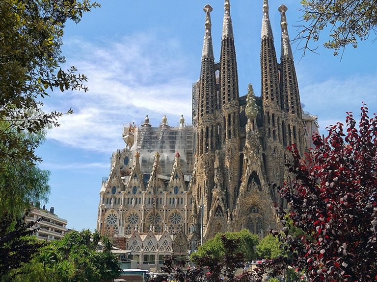 The Sagrada Familia cathedral in Barcelona, Spain.